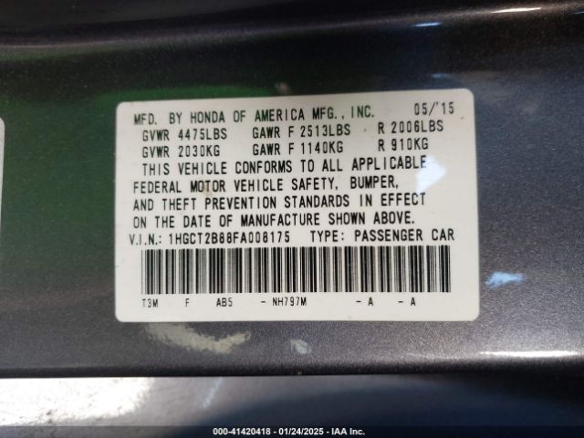 1HGCT2B88FA008175 Honda Accord Ex-l V-6