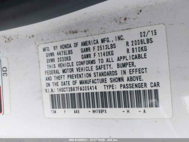 1HGCT2B87FA005414 Honda Accord Ex-l V-6