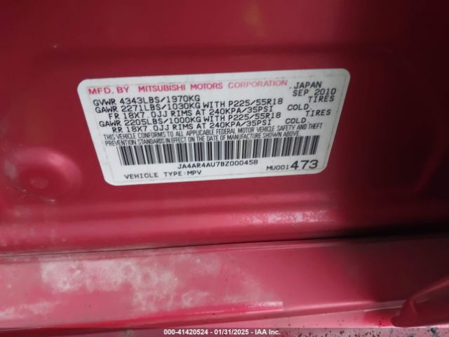 2011 MITSUBISHI OUTLANDER SPORT JA4AR4AU7BZ000458 Photo 8