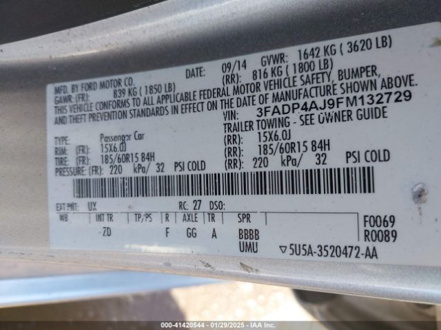 3FADP4AJ9FM132729 Ford FIESTA S