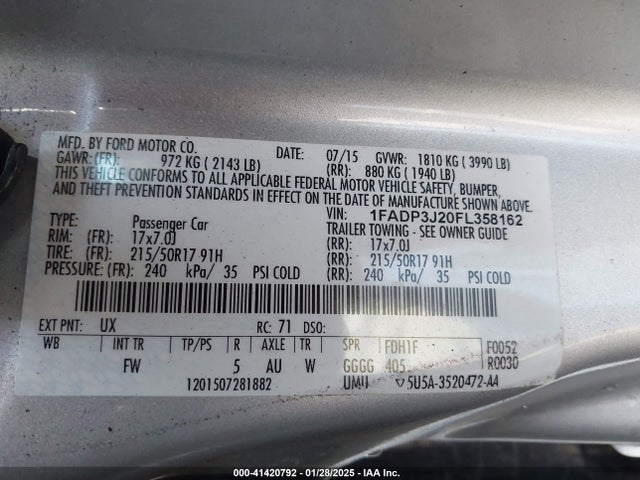 Ford Focus Titanium 2015 1FADP3J20FL358162 Image 9