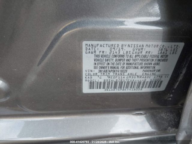 3N1AB7AP8KY418028 Nissan SENTRA S