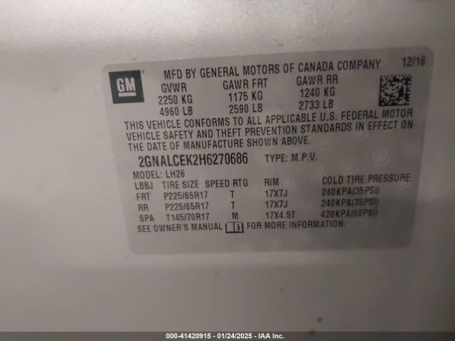 2GNALCEK2H6270686 Chevrolet EQUINOX LT