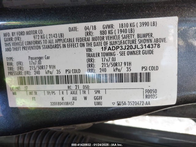 Ford Focus Titanium 2018 1FADP3J20JL314378 Image 9