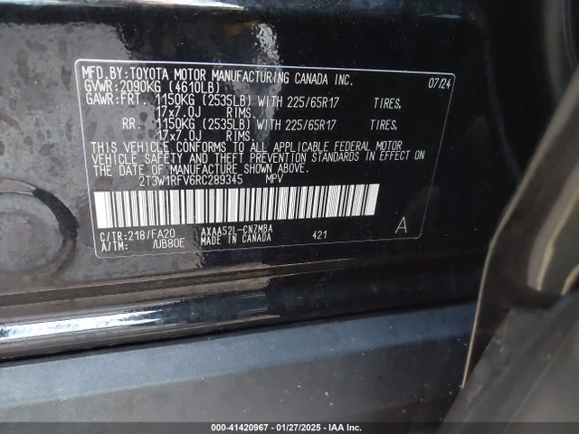 2T3W1RFV6RC289345 Toyota Rav4 Xle