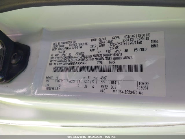 Ford E-250 Commercial 2014 1FTNE2EW6EDA95549 Image 9
