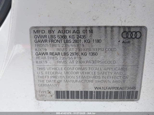 2014 AUDI Q5 WA1LFAFP0EA073645 Photo 8