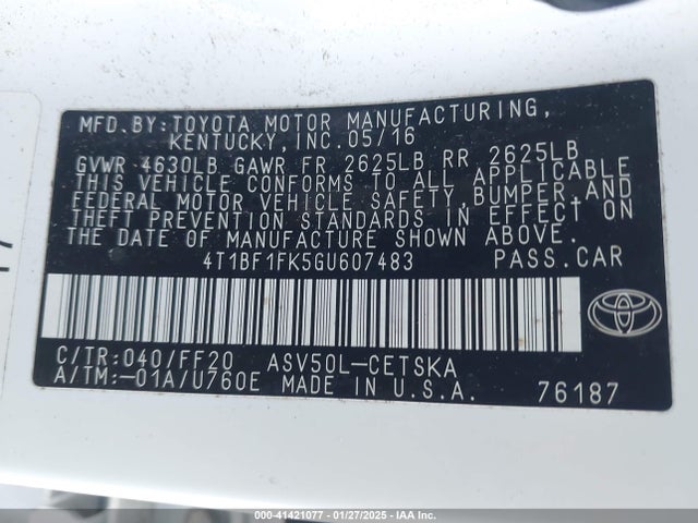 Toyota CAMRY SE 2016 4T1BF1FK5GU607483 Image 9