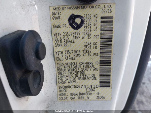 1N6BD0CT0GN741410 Nissan Frontier S/sv-i4