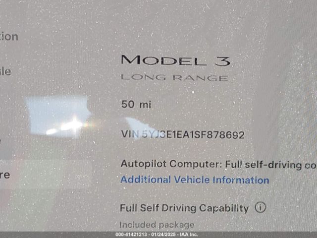 5YJ3E1EA1SF878692 Tesla Model 3 Long Range Rear-wheel Drive