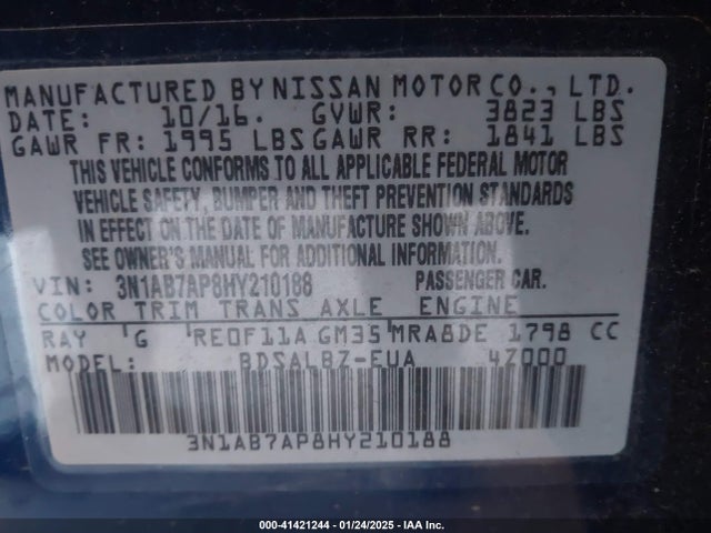 3N1AB7AP8HY210188 Nissan SENTRA S