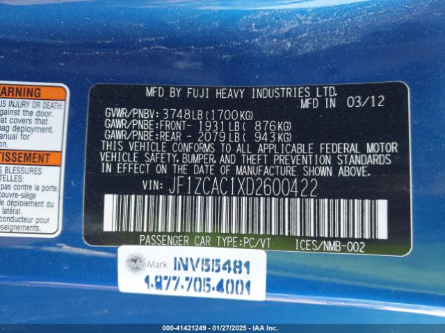 2013 SUBARU BRZ JF1ZCAC1XD2600422 Photo 8