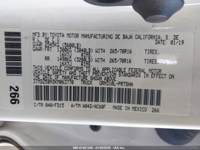 3TMDZ5BN3KM063770 Toyota Tacoma 4wd Trd Off Road