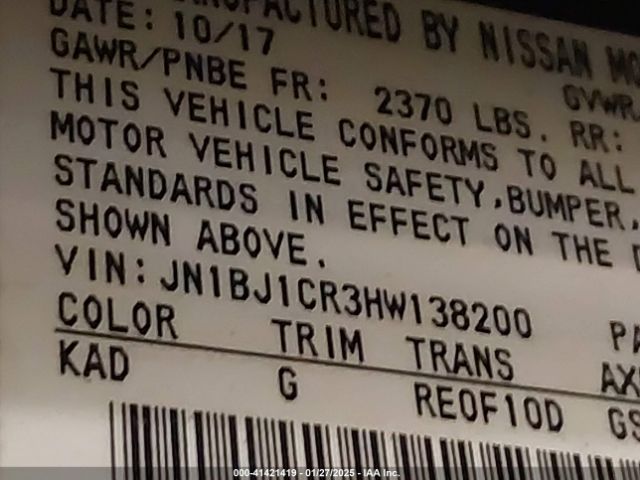 JN1BJ1CR3HW138200 Nissan Rogue Sport S