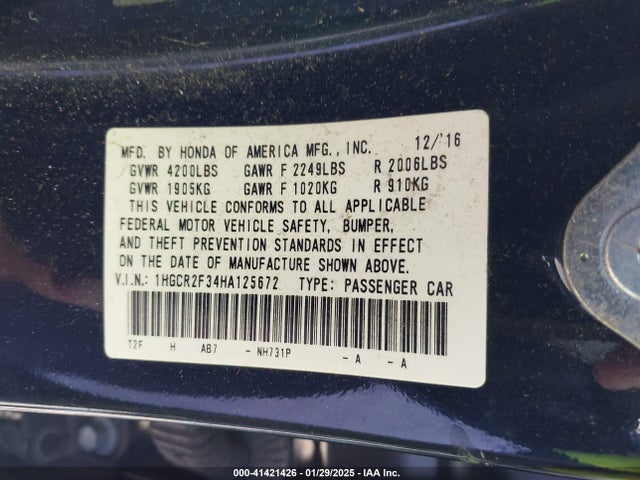 1HGCR2F34HA125672 Honda ACCORD LX