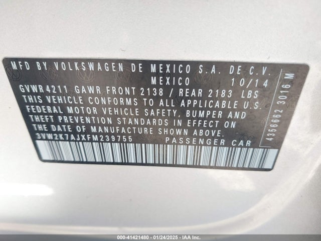 3VW2K7AJXFM239755 Volkswagen Jetta 2.0l S