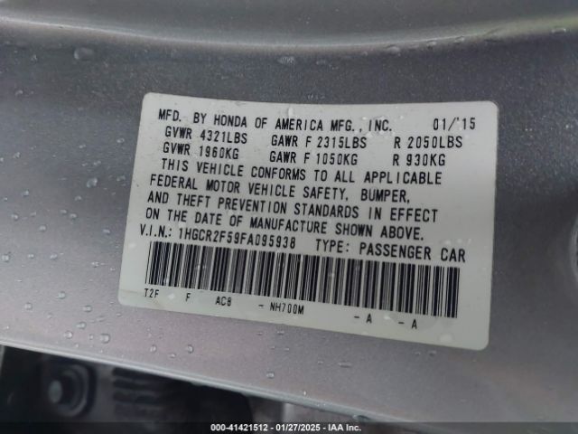 1HGCR2F59FA095938 Honda Accord Sport