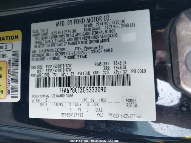 Ford Mustang Gt Premium 2016 1FA6P8CF3G5333090 Image 9
