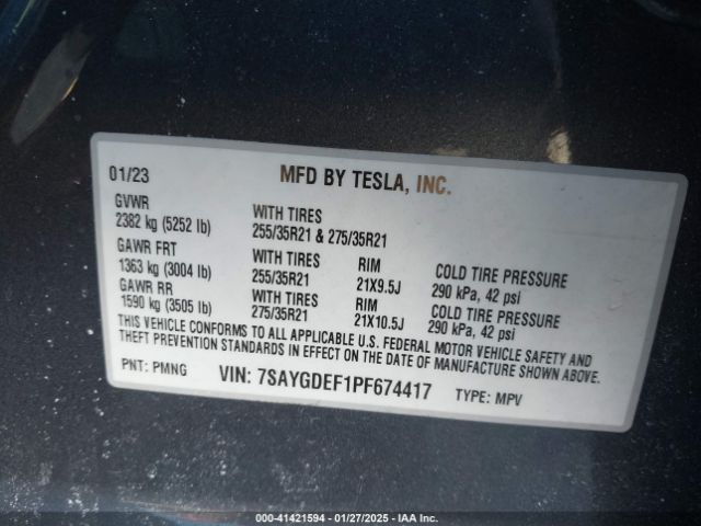 7SAYGDEF1PF674417 Tesla Model Y Performance Dual Motor All-wheel Drive