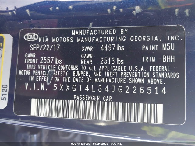 KIA Optima Lx 2018 5XXGT4L34JG226514 Image 9
