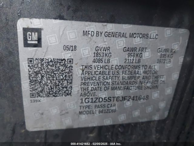 1G1ZD5ST6JF241648 Chevrolet MALIBU LT