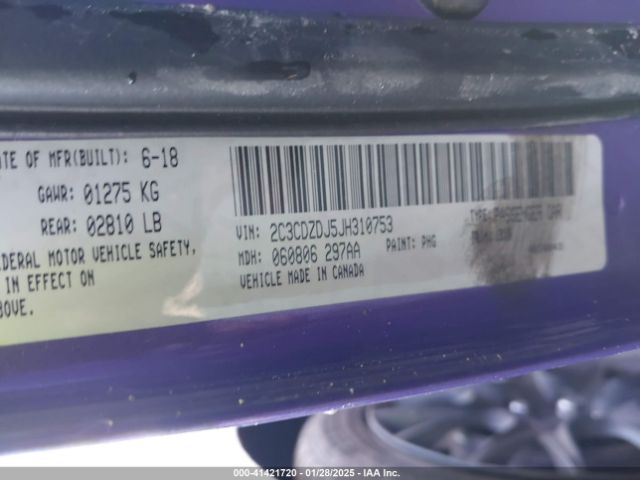 2C3CDZDJ5JH310753 Dodge Challenger Srt 392