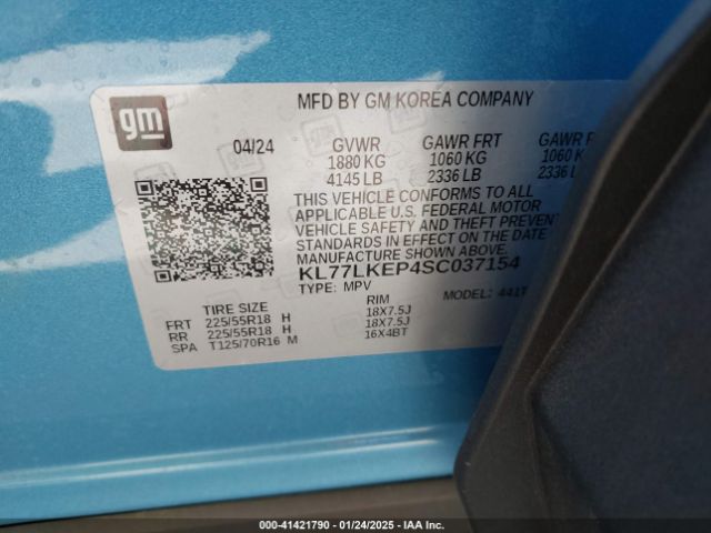 KL77LKEP4SC037154 Chevrolet Trax Fwd Activ
