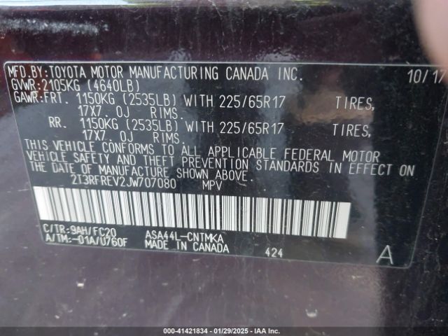 2T3RFREV2JW707080 Toyota Rav4 Adventure/xle