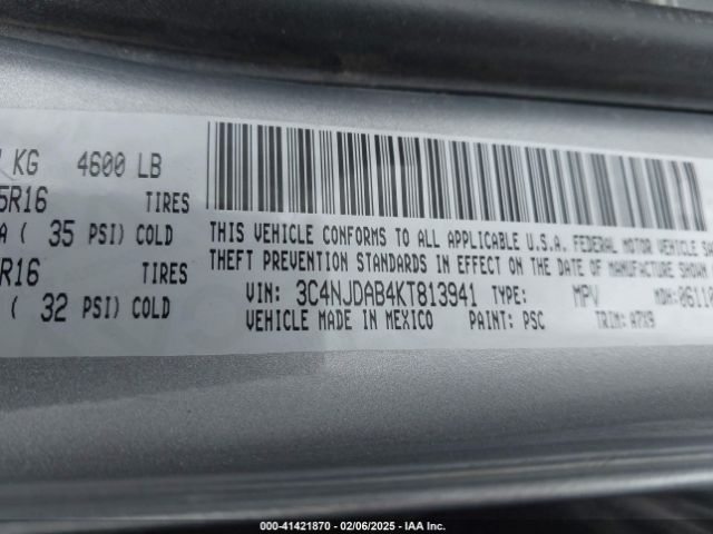 3C4NJDAB4KT813941 Jeep Compass Sport 4x4