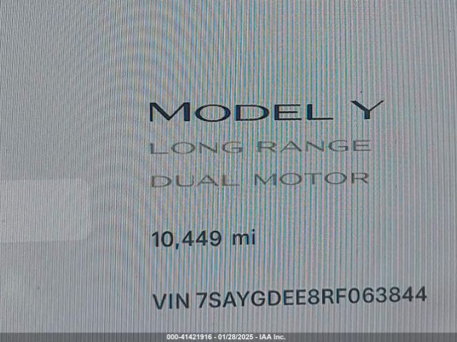 7SAYGDEE8RF063844 Tesla Model Y Long Range Dual Motor All-wheel Drive
