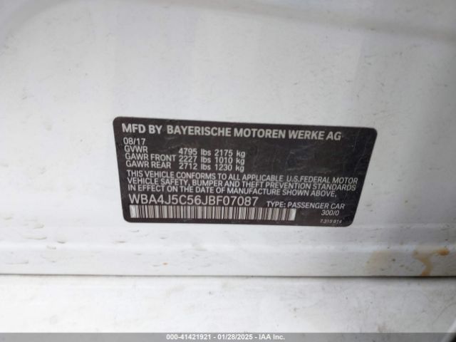 WBA4J5C56JBF07087 BMW 440i Gran Coupe