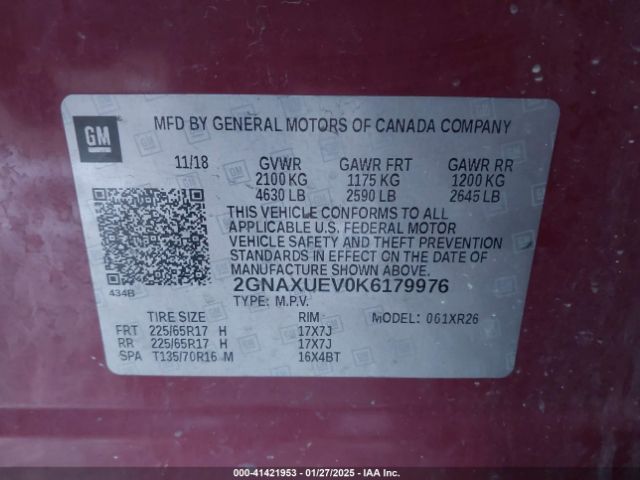2GNAXUEV0K6179976 Chevrolet EQUINOX LT