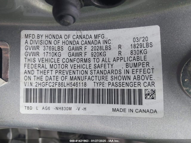 Honda Civic Sport 2020 2HGFC2F86LH546118 Image 9
