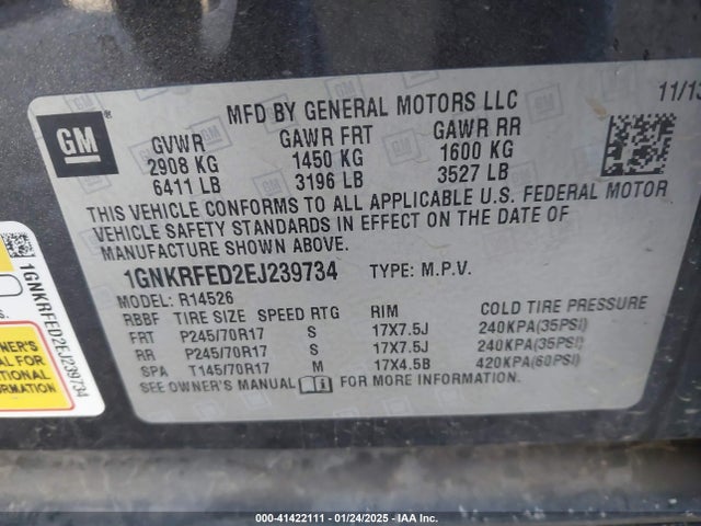 Chevrolet Traverse Ls 2014 1GNKRFED2EJ239734 Image 9