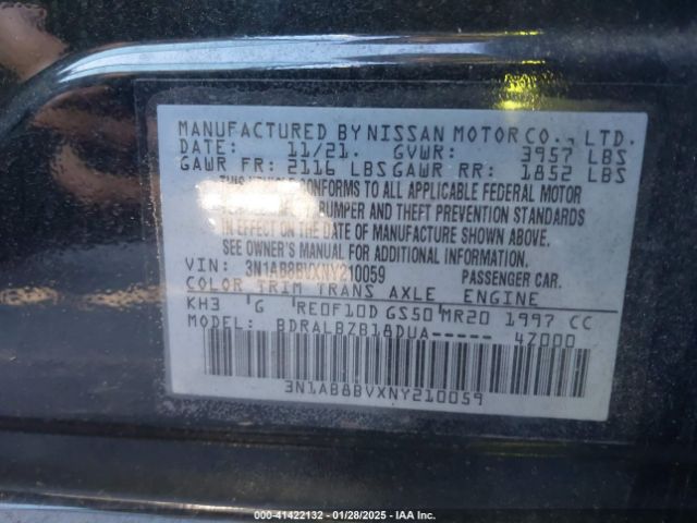 3N1AB8BVXNY210059 Nissan Sentra S Xtronic Cvt