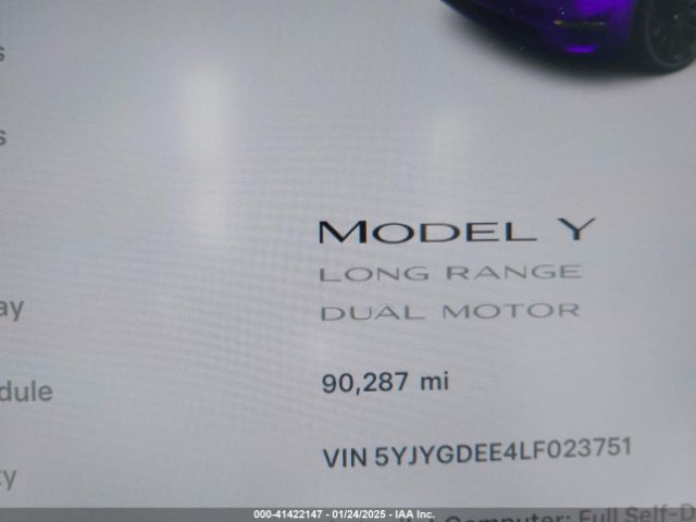 5YJYGDEE4LF023751 Tesla Model Y Long Range Dual Motor All-wheel Drive