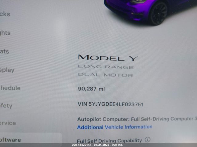 5YJYGDEE4LF023751 Tesla Model Y Long Range Dual Motor All-wheel Drive