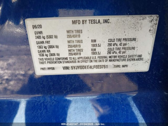 5YJYGDEE4LF023751 Tesla Model Y Long Range Dual Motor All-wheel Drive