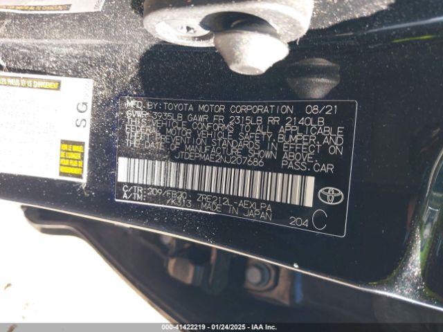 JTDEPMAE2NJ207686 Toyota COROLLA LE
