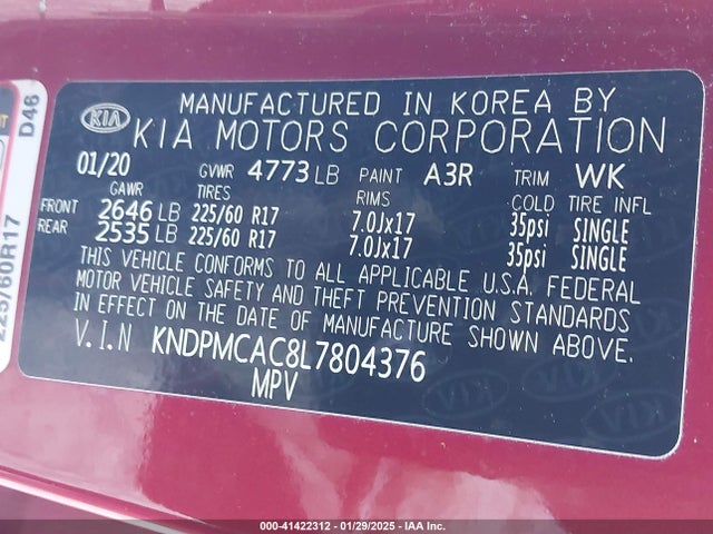 KIA Sportage Lx 2020 KNDPMCAC8L7804376 Image 9