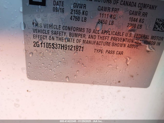 2G1105S37H9121871 Chevrolet IMPALA 1LT