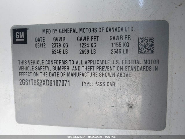 2013 CADILLAC XTS 2G61T5S3XD9107071 Photo 8