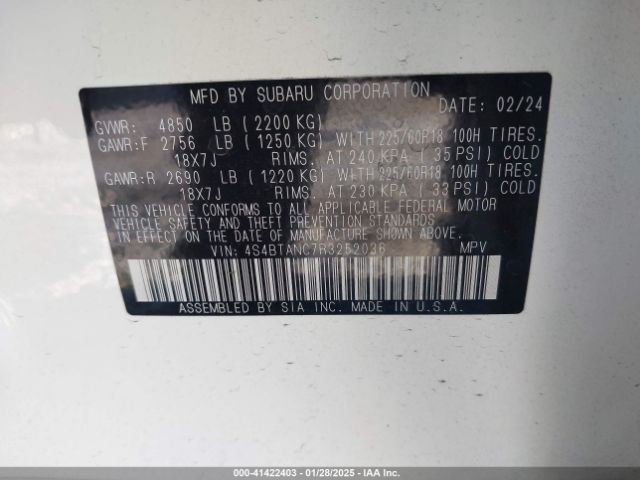 4S4BTANC7R3252036 Subaru Outback Limited