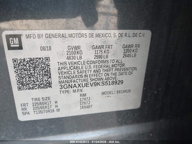 Chevrolet EQUINOX LT 2019 3GNAXUEV9KS518929 Image 9