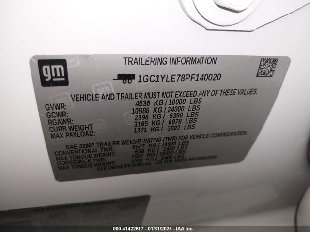 1GC1YLE78PF140020 Chevrolet Silverado 2500hd 4wd  Long Bed Wt