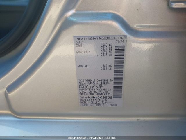 1N4BL4CV8RN369869 Nissan Altima Sr Fwd