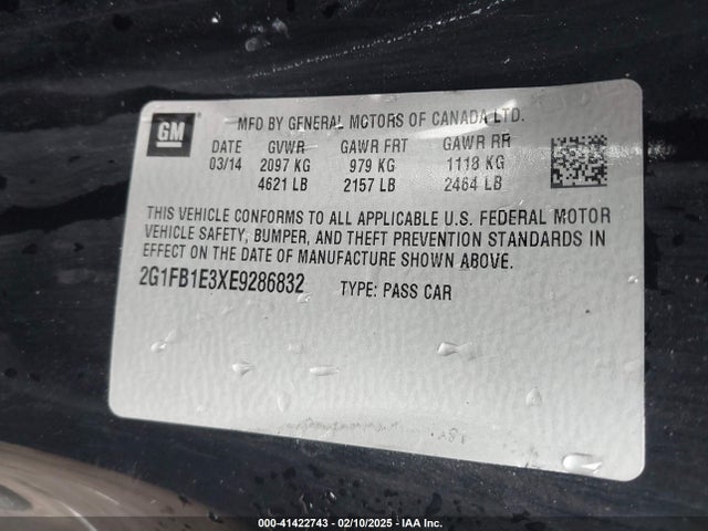 Chevrolet Camaro 1lt 2014 2G1FB1E3XE9286832 Image 9