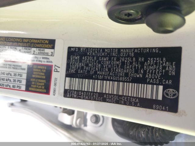 4T1BF1FK4GU589557 Toyota CAMRY SE