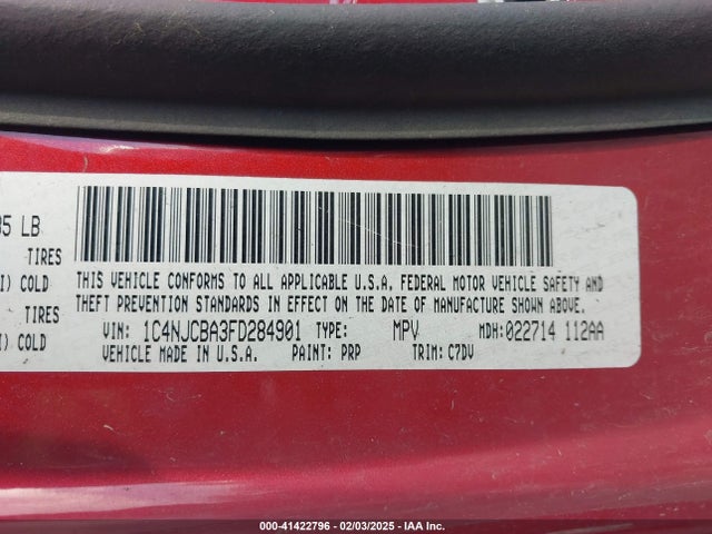 Jeep Compass Sport 2015 1C4NJCBA3FD284901 Image 9