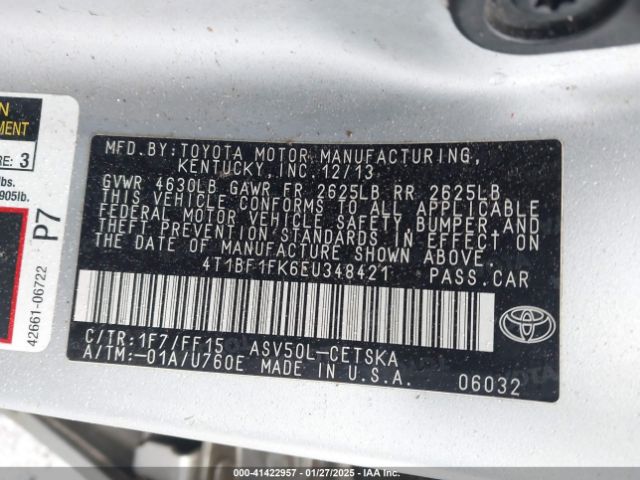 4T1BF1FK6EU348421 Toyota CAMRY SE